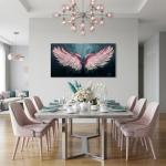 ZESTRILIA Angel Wings Wall Art for Girls Room Pink Navy Blue Canvas Oil Painting Prints Modern Abstract Fantasy Anime Artwork Living Bedroom Office Decor Extra Large (58x28 Inches)