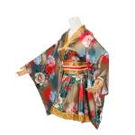 ASWTZ Women's Japanese Kimono Costume Traditional Geisha Short Robe Anime Printed Bathrobe Gold Stamping Pattern Sleepwear (US, Alpha, One Size, Regular, Regular, Yellow red and blue)