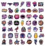 YUISLE Neon Stickers for Teens Adults, Cool Cute Anime Graffiti Stickers for Laptop Water Bottle, 50 PCS Trendy Waterproof Vinyl Decals, Prizes for Kids Classroom Rewards-B02