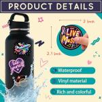 YUISLE Neon Stickers for Teens Adults, Cool Cute Anime Graffiti Stickers for Laptop Water Bottle, 50 PCS Trendy Waterproof Vinyl Decals, Prizes for Kids Classroom Rewards-B02