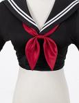 Japanese Anime Schoolgirl Classic Sailor JK Harajuku Crop Top Tie up Pleated Skirt Uniform Seifuku Socks Bow Set Black XL