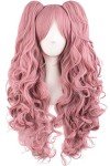 Pink Curly Anime Pigtail Wig for Cosplay