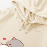 Cute Cat Graphic Hoodie for Teen Girls