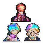 Wetsynt 3 Pack Holographic Anime Car Stickers