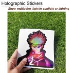 Wetsynt 3 Pack Holographic Anime Car Stickers