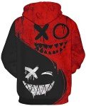 3D Graphic Anime Hoodie for Men - Red/Black