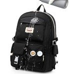 Kawaii Anime Girls’ Diamond School Backpack - Black