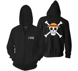 One Piece Luffy Straw Hat Zip Hoodie - Black