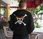 One Piece Luffy Straw Hat Zip Hoodie - Black