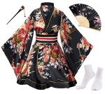 Anime Women's Kimono Dance Set with Fans & Socks