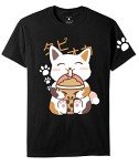 Kawaii Cat Bubble Tea Anime T-Shirt - Black