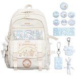 Cute Anime School Backpack for Kids - White