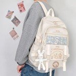 Cute Anime School Backpack for Kids - White