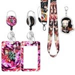 Anime ID Badge Holder Set with Keychain 4pcs