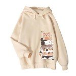 Kawaii Cat Graphic Hoodie for Teen Girls