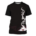 Colonghsou Black Short Sleeve Anime Cosplay Tee