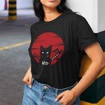 Japanese Cat Anime T-Shirt for Adults - Black