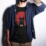 Japanese Cat Anime T-Shirt for Adults - Black