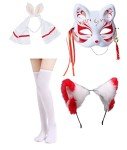 Red and White Fox Anime Cosplay Kimono Set