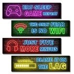 Neon Gaming Wall Art Set of 4