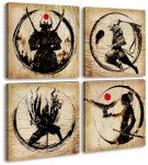Retro Japanese Samurai Anime Wall Art Set