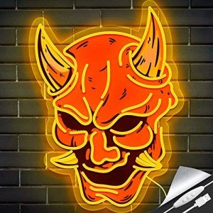 Hannya Mask Neon Sign - Anime Room Decor