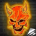Hannya Mask Neon Sign - Anime Room Decor