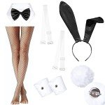 Anime Senpai Bunny Bodysuit Costume Set - Black
