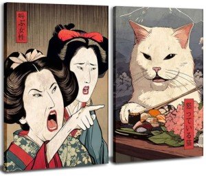 Funny Anime Cat Posters - Set of 2