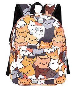 Cute Anime Cat Canvas Backpack for Everyday Use