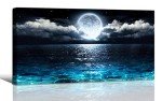 Ocean Moon Landscape Canvas Wall Art Print