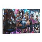 Anime Art Posters: Sexy Girls in Fishnet Tights