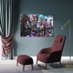 Anime Art Posters: Sexy Girls in Fishnet Tights