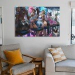 Anime Art Posters: Sexy Girls in Fishnet Tights