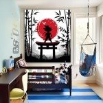 Cool Red Sunrise Anime Tapestry for Bedroom