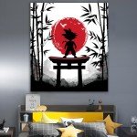 Cool Red Sunrise Anime Tapestry for Bedroom