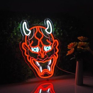 Hannya Mask Neon Sign - Anime Wall Decor