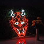 Hannya Mask Neon Sign - Anime Wall Decor