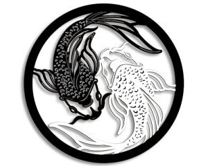 Koi Fish Yin Yang Wall Art Decor 12x12