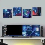 Tokyo Neon Anime Canvas Prints - 4 Pack