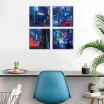 Tokyo Neon Anime Canvas Prints - 4 Pack