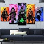 Set 5 Canvas Print Demon Slayer Characters Colorful Abstract Art for Living Room Bedroom Office Ready to Hang Fabric Home Artistic Anime Different sizes (with Frame) (39x22 inch)