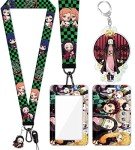 Neck Lanyard with ID Badge Holder for Keys Cute Kawaii Anime Plaid Key Chain Card Lanyards for Women Men Guys Girl Boys Kids Teachers The Office Green Keychains GS319