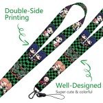 Neck Lanyard with ID Badge Holder for Keys Cute Kawaii Anime Plaid Key Chain Card Lanyards for Women Men Guys Girl Boys Kids Teachers The Office Green Keychains GS319