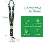 Neck Lanyard with ID Badge Holder for Keys Cute Kawaii Anime Plaid Key Chain Card Lanyards for Women Men Guys Girl Boys Kids Teachers The Office Green Keychains GS319