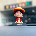 ITUBLE One Piece Bobbleheads Anime Luffy Figure Bobblehead Action Figures Car Dashboard Decorations Accessories Interior Birthday Cake Toppers Phone Holder for Women Men Boys Girls