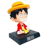 ITUBLE One Piece Bobbleheads Anime Luffy Figure Bobblehead Action Figures Car Dashboard Decorations Accessories Interior Birthday Cake Toppers Phone Holder for Women Men Boys Girls