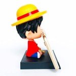ITUBLE One Piece Bobbleheads Anime Luffy Figure Bobblehead Action Figures Car Dashboard Decorations Accessories Interior Birthday Cake Toppers Phone Holder for Women Men Boys Girls