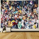 Timimo Anime Tapestry - Poster Decoration Wall Art Background Large Bedroom Hanging Birthday Party Decoration, 60x80in (Anime Heroes Tapestry)
