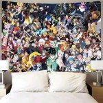 Timimo Anime Tapestry - Poster Decoration Wall Art Background Large Bedroom Hanging Birthday Party Decoration, 60x80in (Anime Heroes Tapestry)